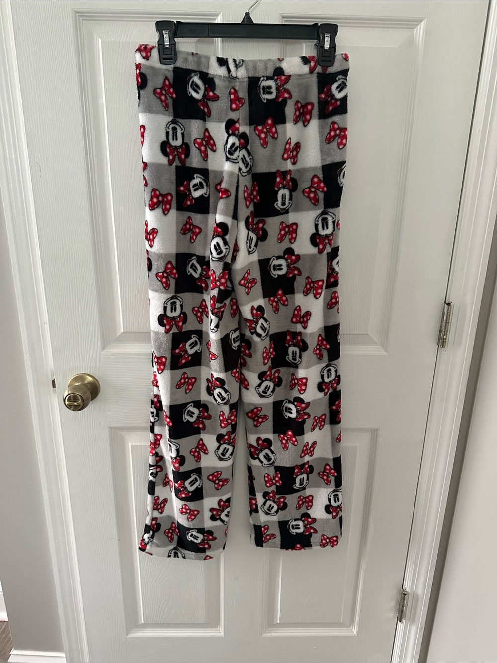 Adults Red & Black Minnie Bow Fleece Pajama Pants - Picture 2 of 3